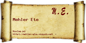 Mehler Ete névjegykártya